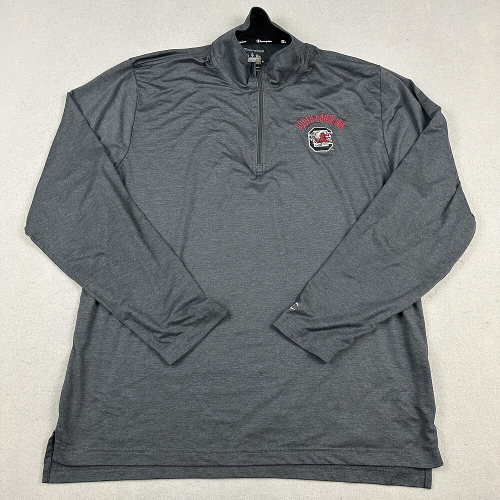 South Carolina Gamecocks Sweater Men Large Gray NCAA Football Champion 1/4 Zip L